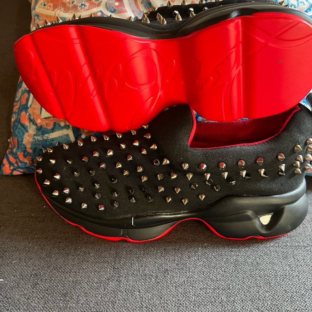 Christian L Spike Sock 'Black' red bottom new unisex - Picture 9 of 9